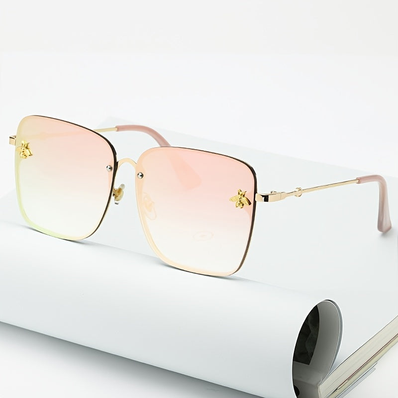 Rimless Square Oversized For Women Trendy Gradient Lens Big Shades fashion glasses