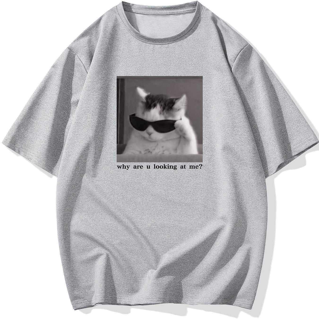 Cool Cat Graphic T-shirt, Men's Casual Multicolor Loose Short Sleeve Shirt
