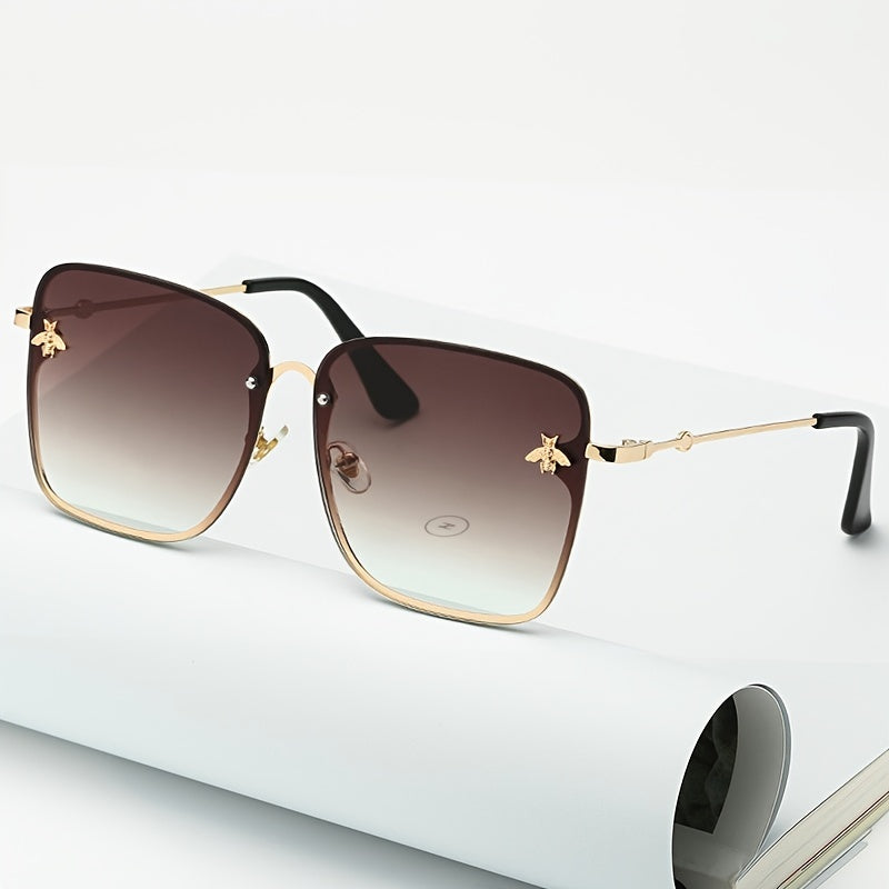 Rimless Square Oversized For Women Trendy Gradient Lens Big Shades fashion glasses