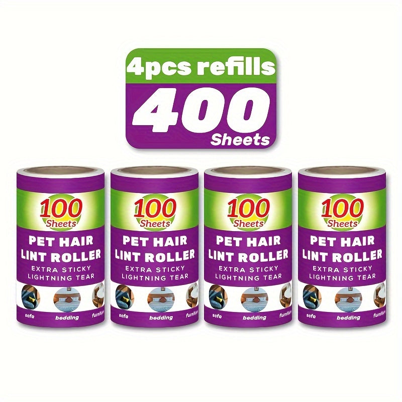 Value Pack of 200/400/800 Sheets of Pet Hair Removal Rollers, Featuring Refillab