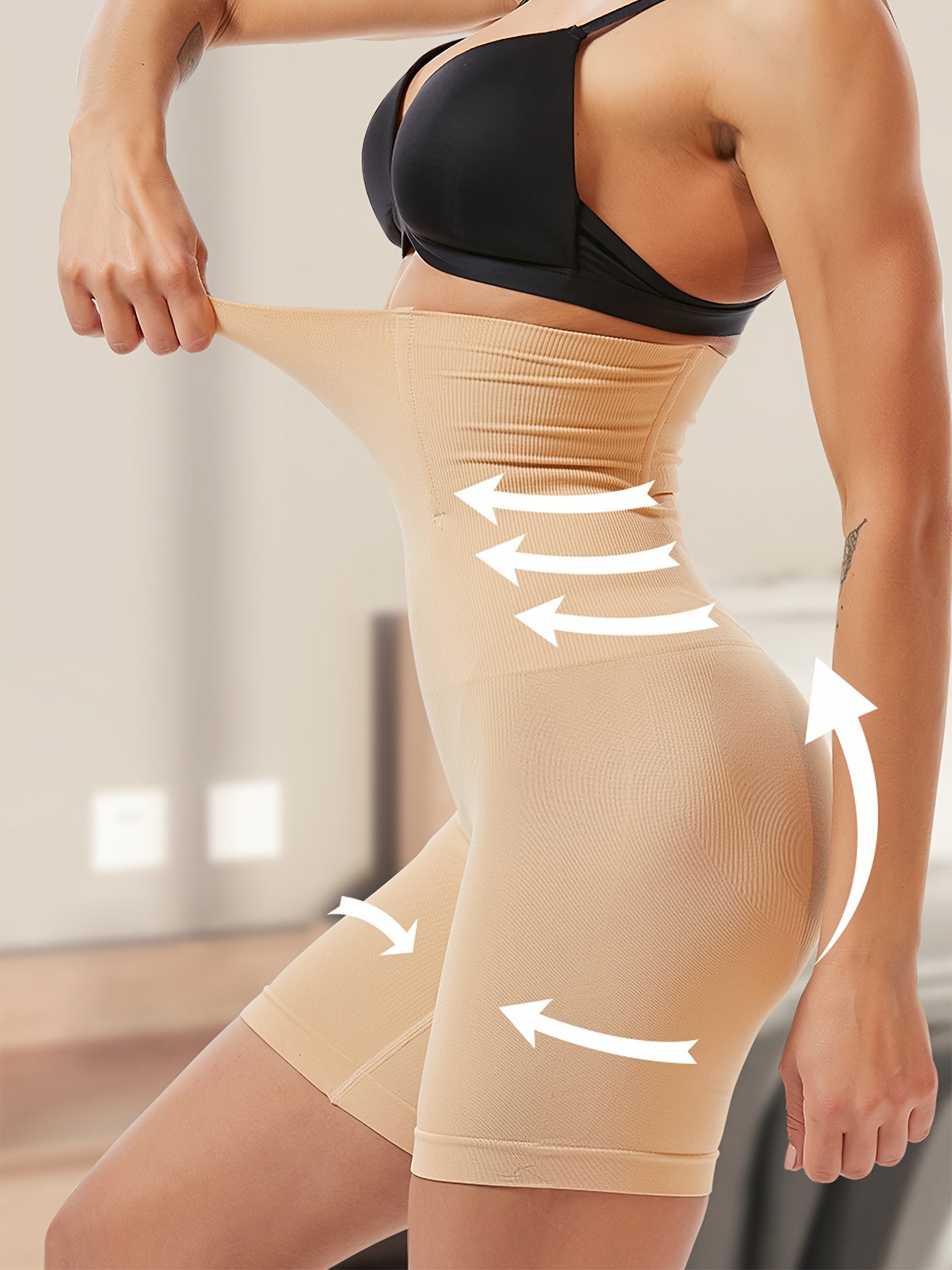 Solid Seamless High Waist Shaping Shorts, Tummy Control Compression Shorts To Lift & Shape Buttocks, Women's Underwear & Shapewear