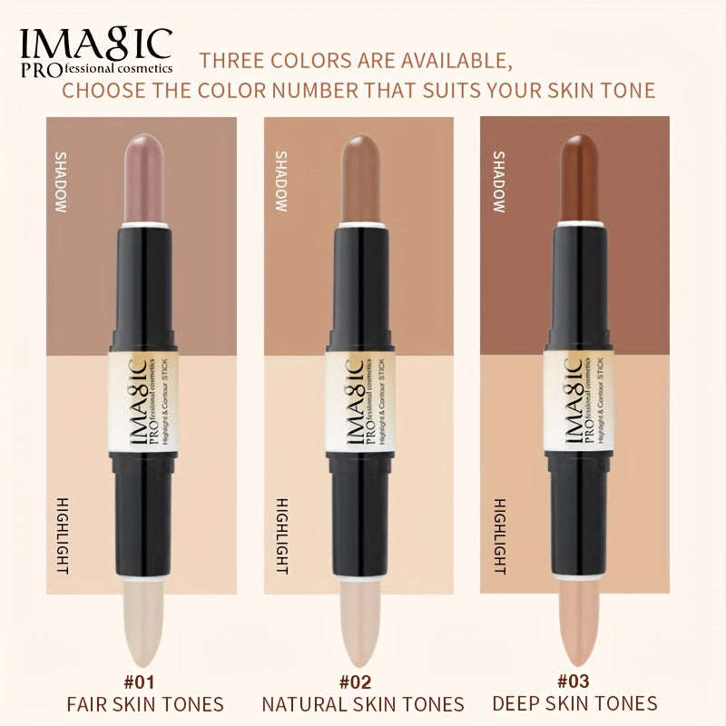 IMAN OF MAGIC Dual-Ended Concealer & Contour Stick - Waterproof, Natural Finish for All Skin Tones | Highlights & Conceals Blemishes, Dark Circles, Shadows Nose & Cheeks | Versatile Makeup Stick with Pink & Brown Shades