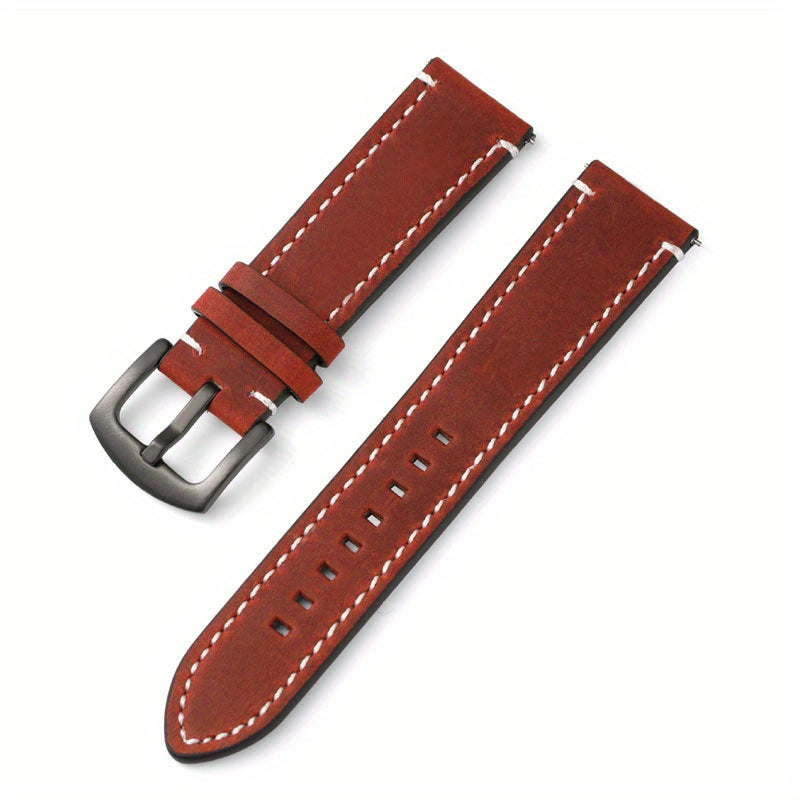 Leather Watch Band, Quick Release Strap, Retro Top Layer Cow Leather, Switch Spring Bar, 20mm, 22mm, 24mm Black Buckle, Ideal Choice For Gifts