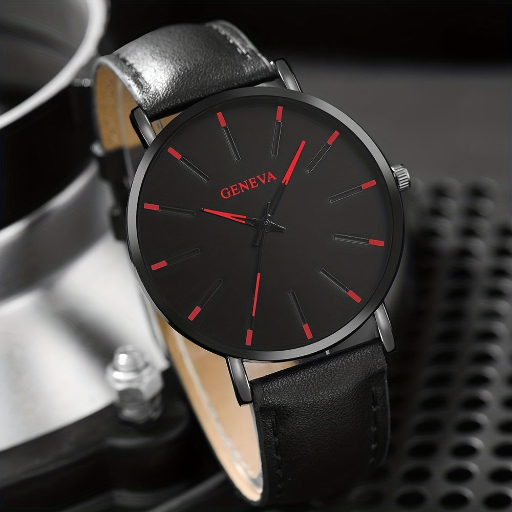Elegant Men's Quartz Watch with Matching Bracelet and Necklace