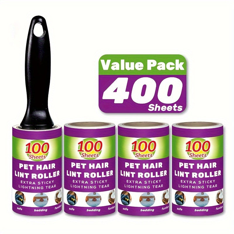 Value Pack of 200/400/800 Sheets of Pet Hair Removal Rollers, Featuring Refillab