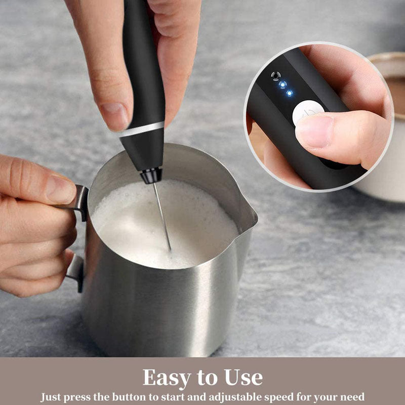 Wireless Electric Milk Frother With USB Charging - Handheld Mini Blender For Coffee, Cappuccino, And Cream - Portable Whisk Mixer With Fast Foam Technology