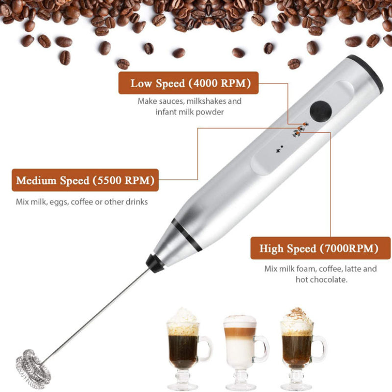 Wireless Electric Milk Frother With USB Charging - Handheld Mini Blender For Coffee, Cappuccino, And Cream - Portable Whisk Mixer With Fast Foam Technology