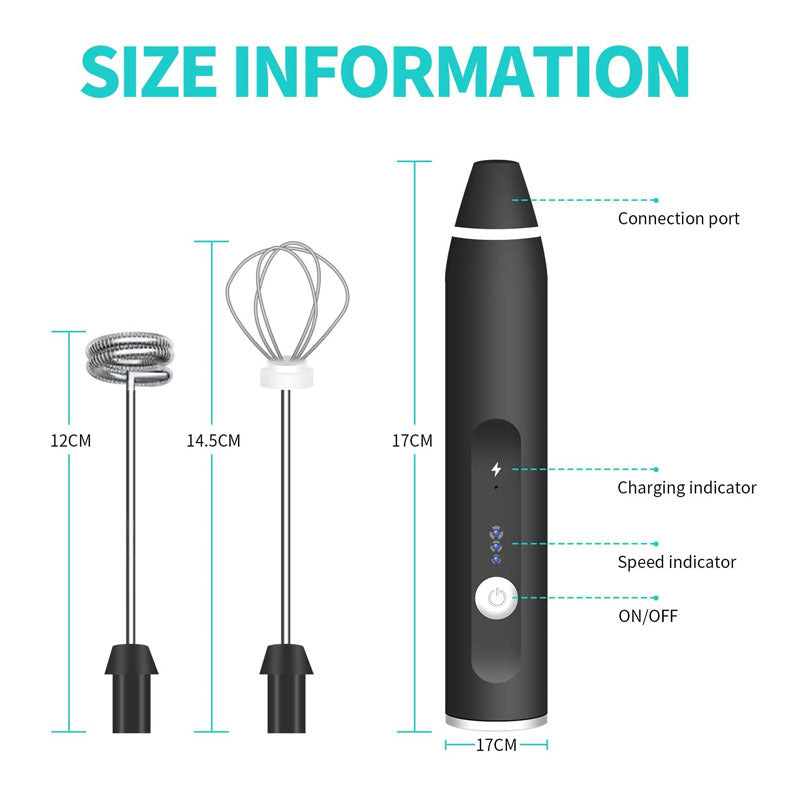 Wireless Electric Milk Frother With USB Charging - Handheld Mini Blender For Coffee, Cappuccino, And Cream - Portable Whisk Mixer With Fast Foam Technology