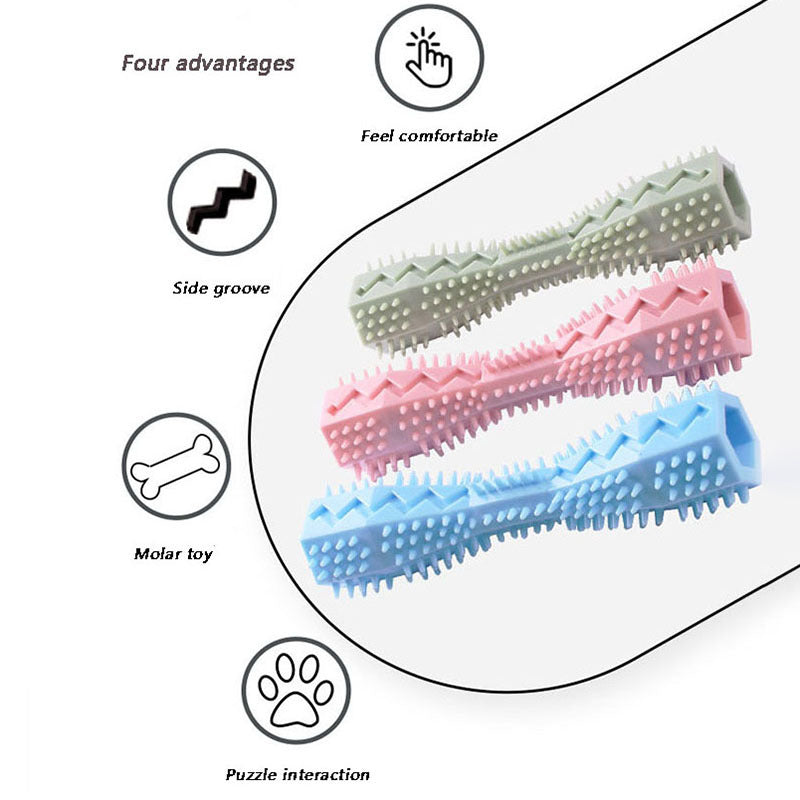 Durable Dog Chew Stick, Toothbrush Tooth Cleaning And Massage - Soft Rubber Pet