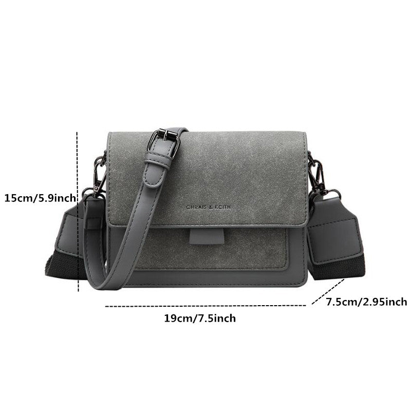 Two Tone Crossbody Bag, Mini Square Flap Purse, Women's Faux Leather Shoulder Bag (7.5*5.9*2.95) Inch