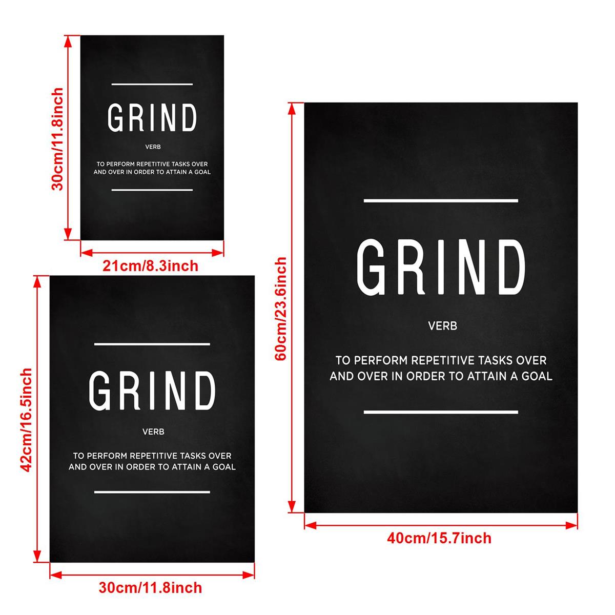 3pcs/set Grind Hustle Execution Quotes Canvas Wall Art - Motivational Gifts for Friends, Entrepreneurs, and Home Office Decor - Inspirational Posters with No Frames