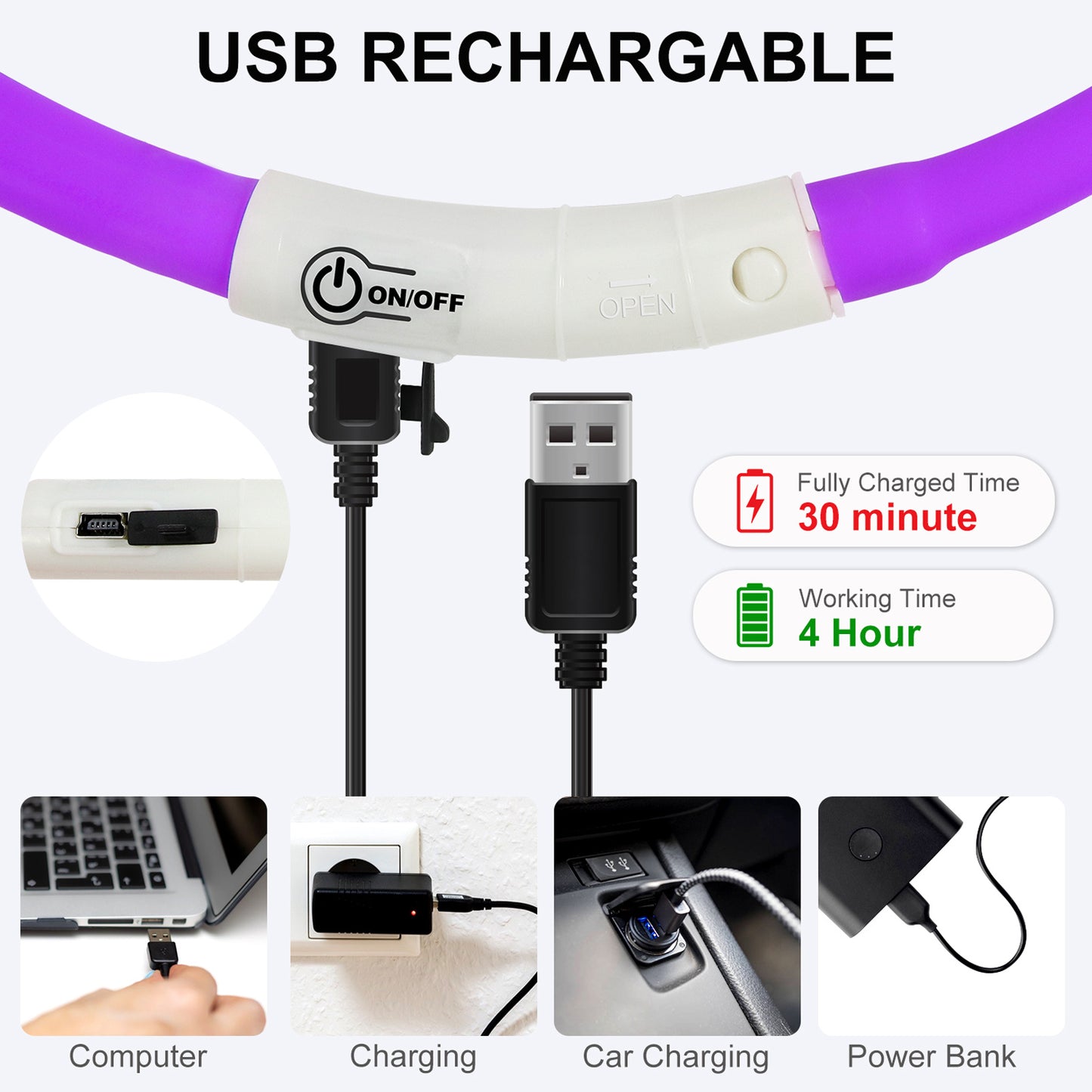JOYTALE 1pc Light Up The Night With A USB Rechargeable LED Pet Collar - & Adjustable For Dogs & Cats!