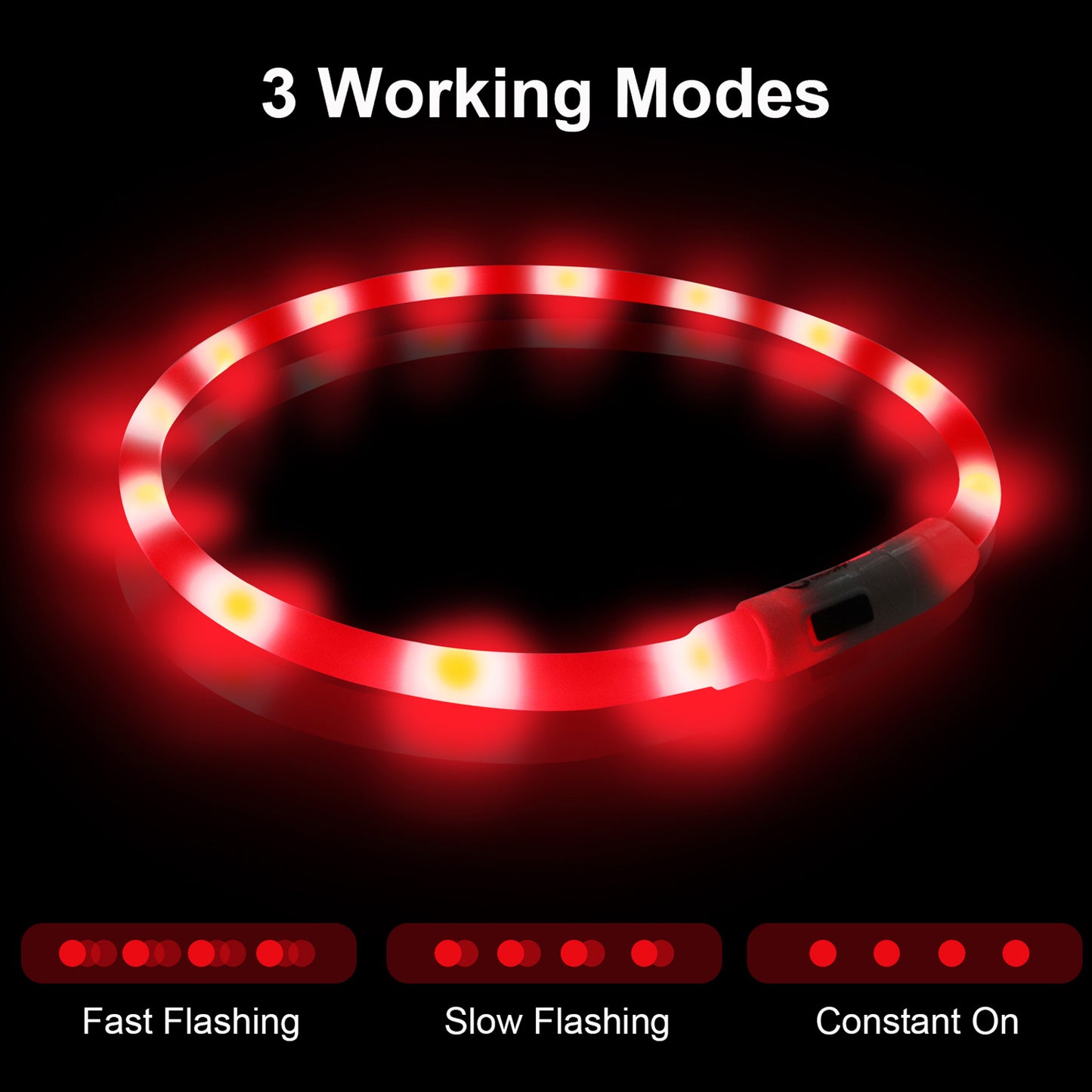 JOYTALE 1pc Light Up The Night With A USB Rechargeable LED Pet Collar - & Adjustable For Dogs & Cats!