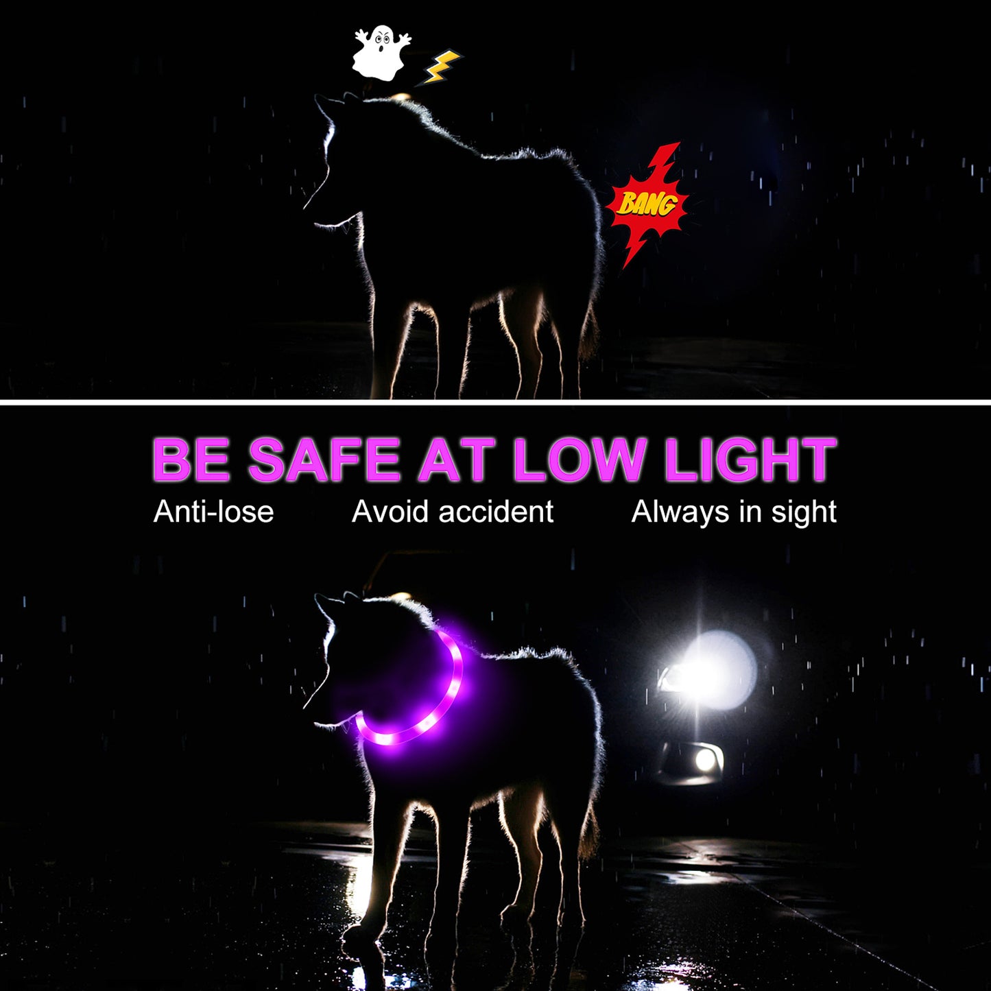 JOYTALE 1pc Light Up The Night With A USB Rechargeable LED Pet Collar - & Adjustable For Dogs & Cats!