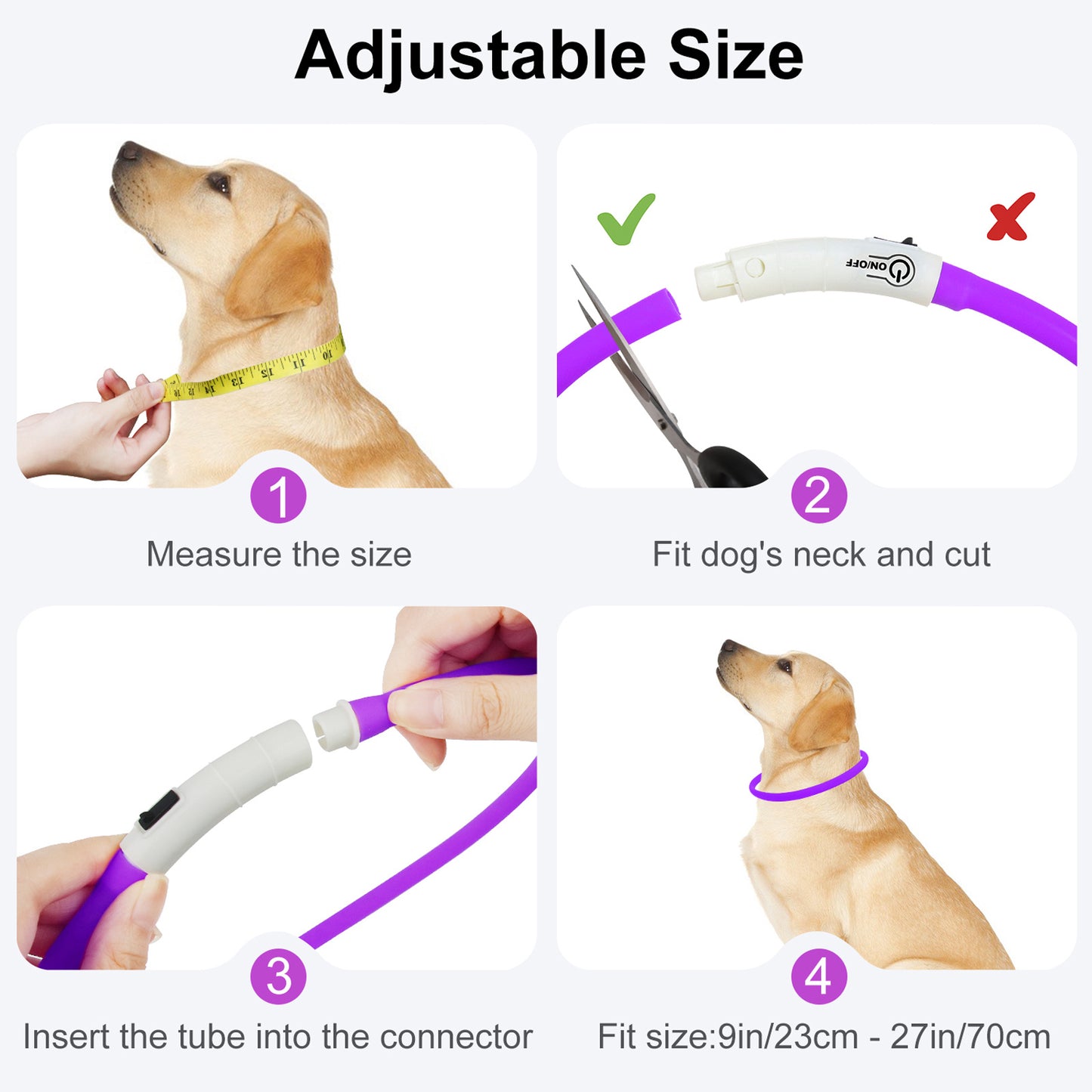 JOYTALE 1pc Light Up The Night With A USB Rechargeable LED Pet Collar - & Adjustable For Dogs & Cats!