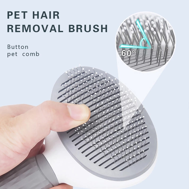 Self-Cleaning Pet Grooming Brush Dogs & Cats - Easy Hair Removal Comb with Soft