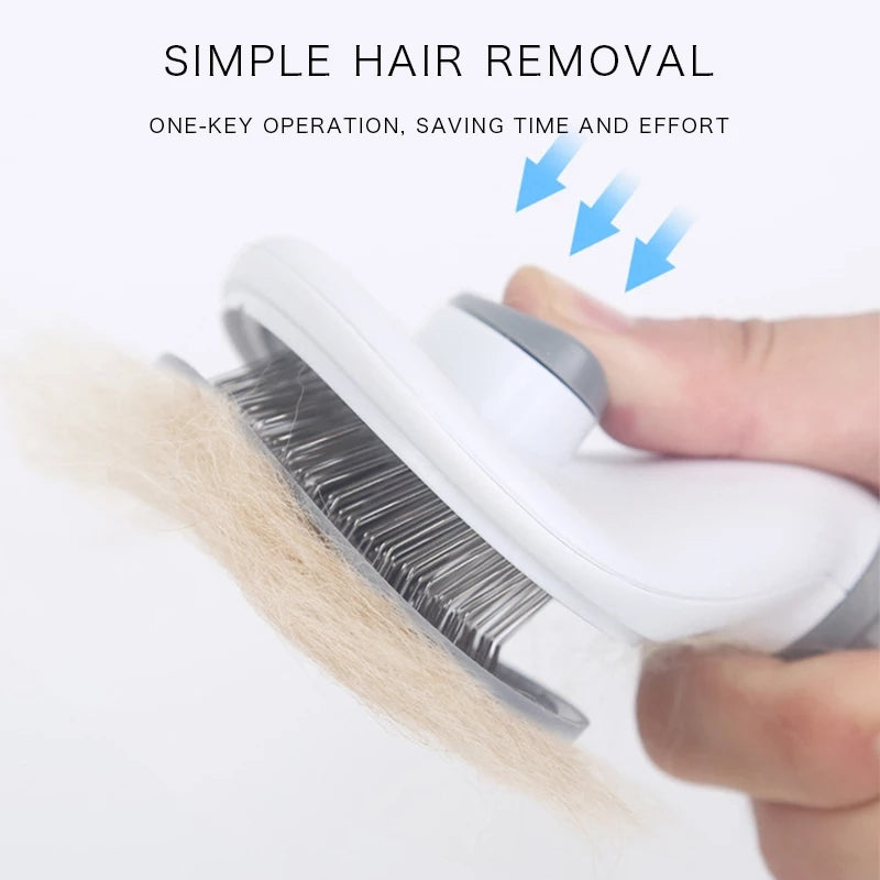 Self-Cleaning Pet Grooming Brush Dogs & Cats - Easy Hair Removal Comb with Soft