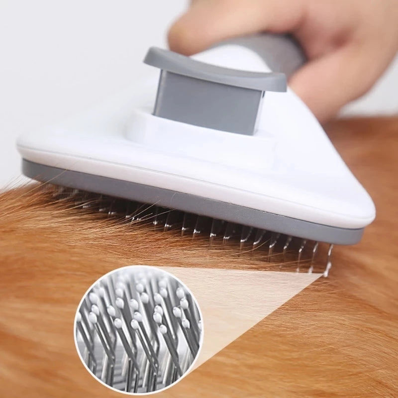 Self-Cleaning Pet Grooming Brush Dogs & Cats - Easy Hair Removal Comb with Soft