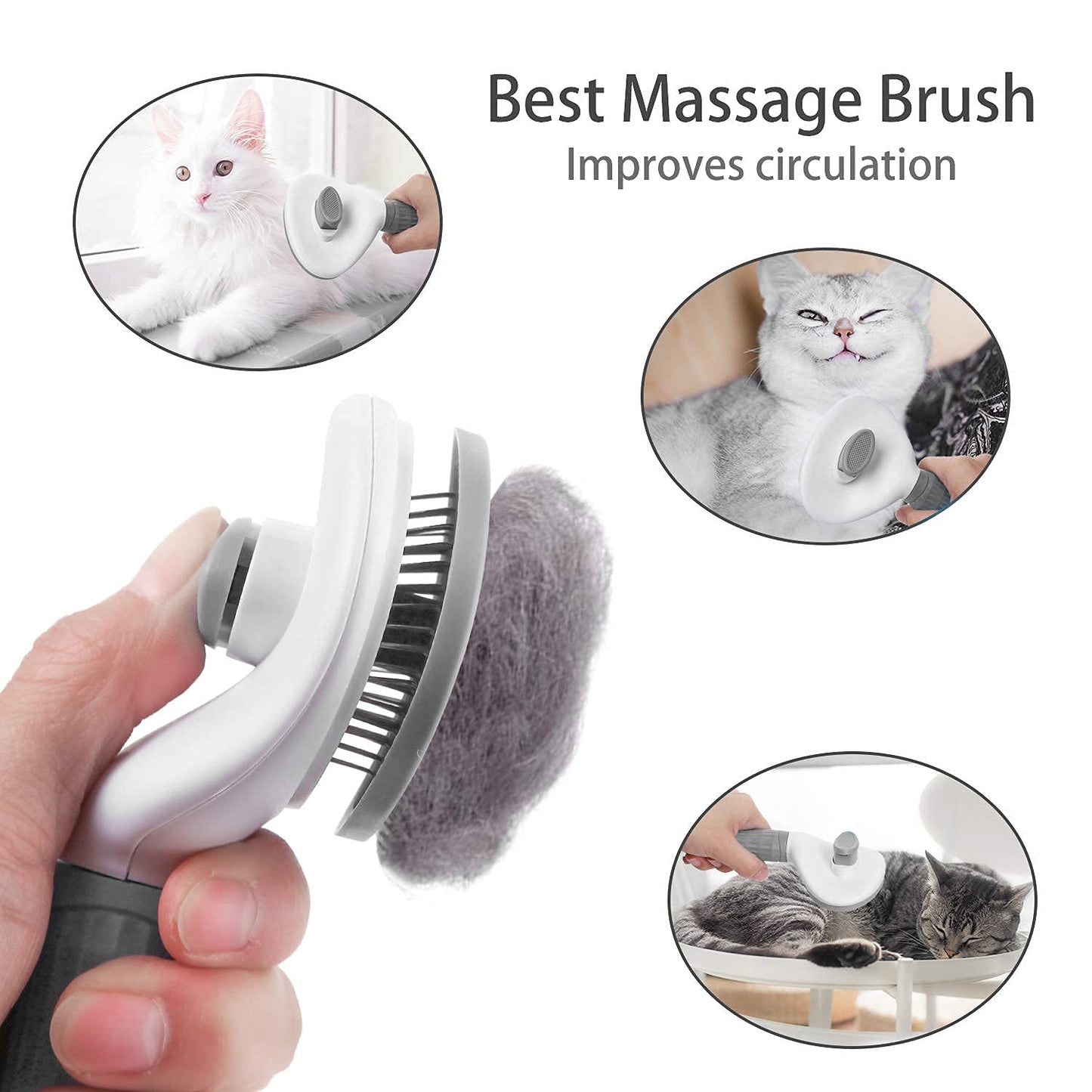 Self-Cleaning Pet Grooming Brush Dogs & Cats - Easy Hair Removal Comb with Soft