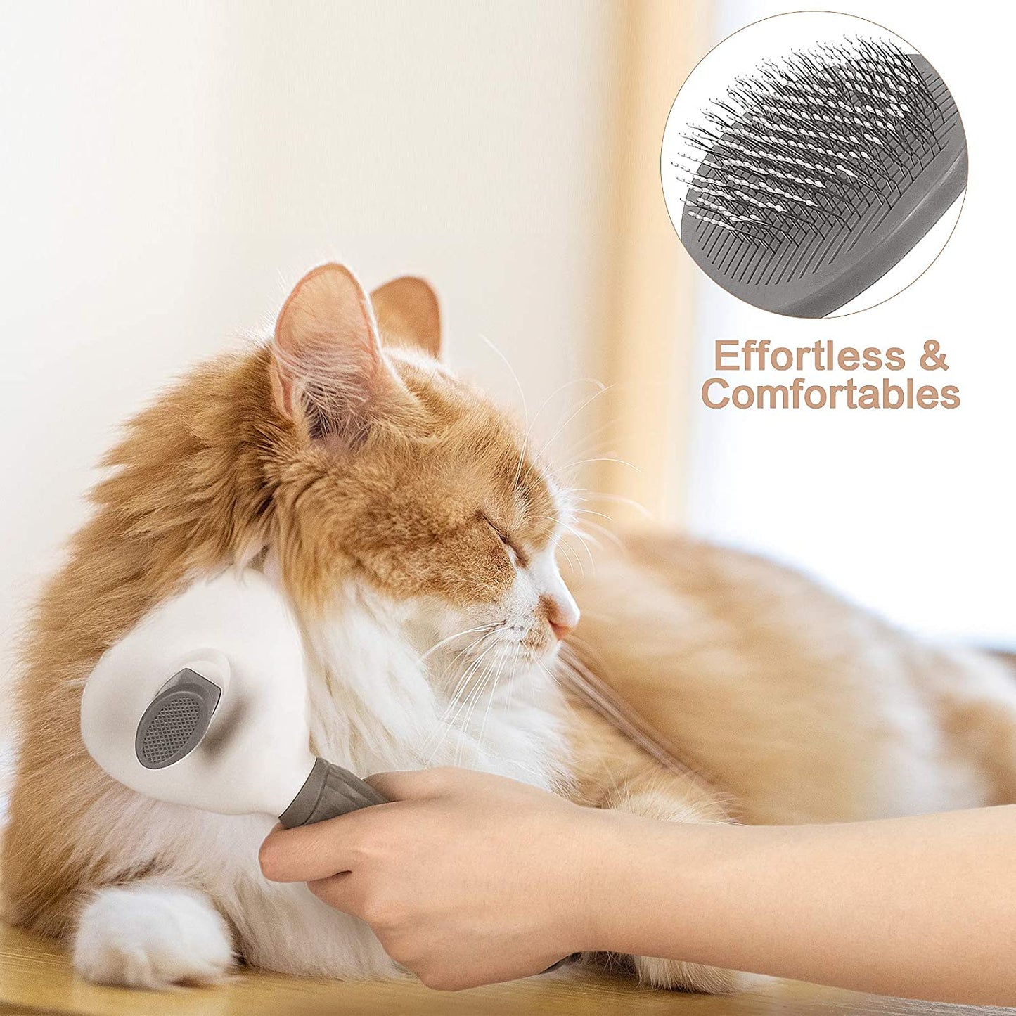 Self-Cleaning Pet Grooming Brush Dogs & Cats - Easy Hair Removal Comb with Soft