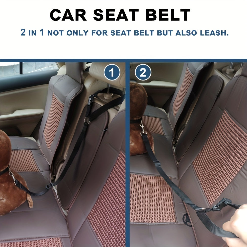 Pet Safety Harness - Car Seat Belt Lead Leash Safe Travel, Easy Installation, an