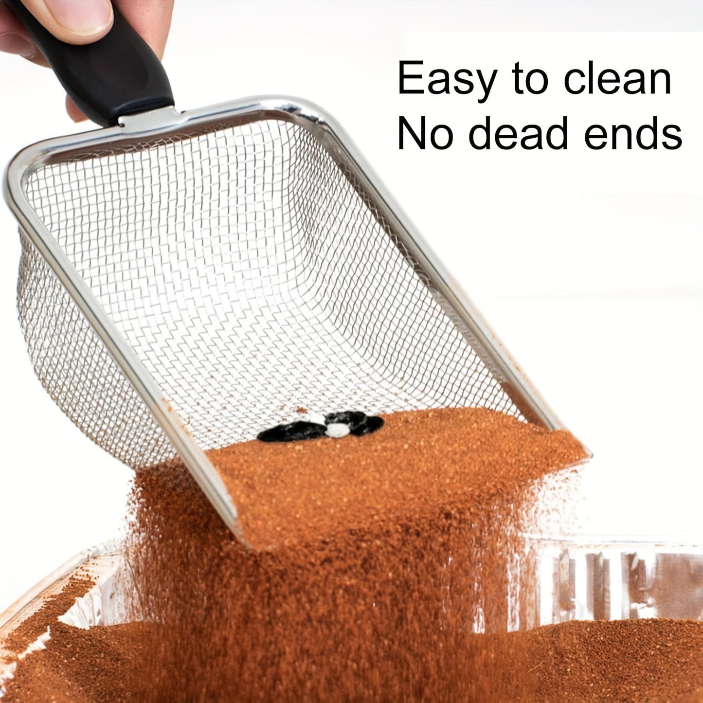 Durable Stainless Steel Cat Litter Scoop - Easy Clean Pet Waste Shovel Cats