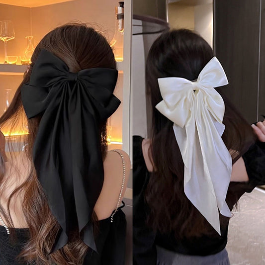 2pcs Solid Color Ribbon Bowknot Shaped Hair Clips Elegant Hair Barrettes Trendy Hair Decoration For Women And daily use Wear
