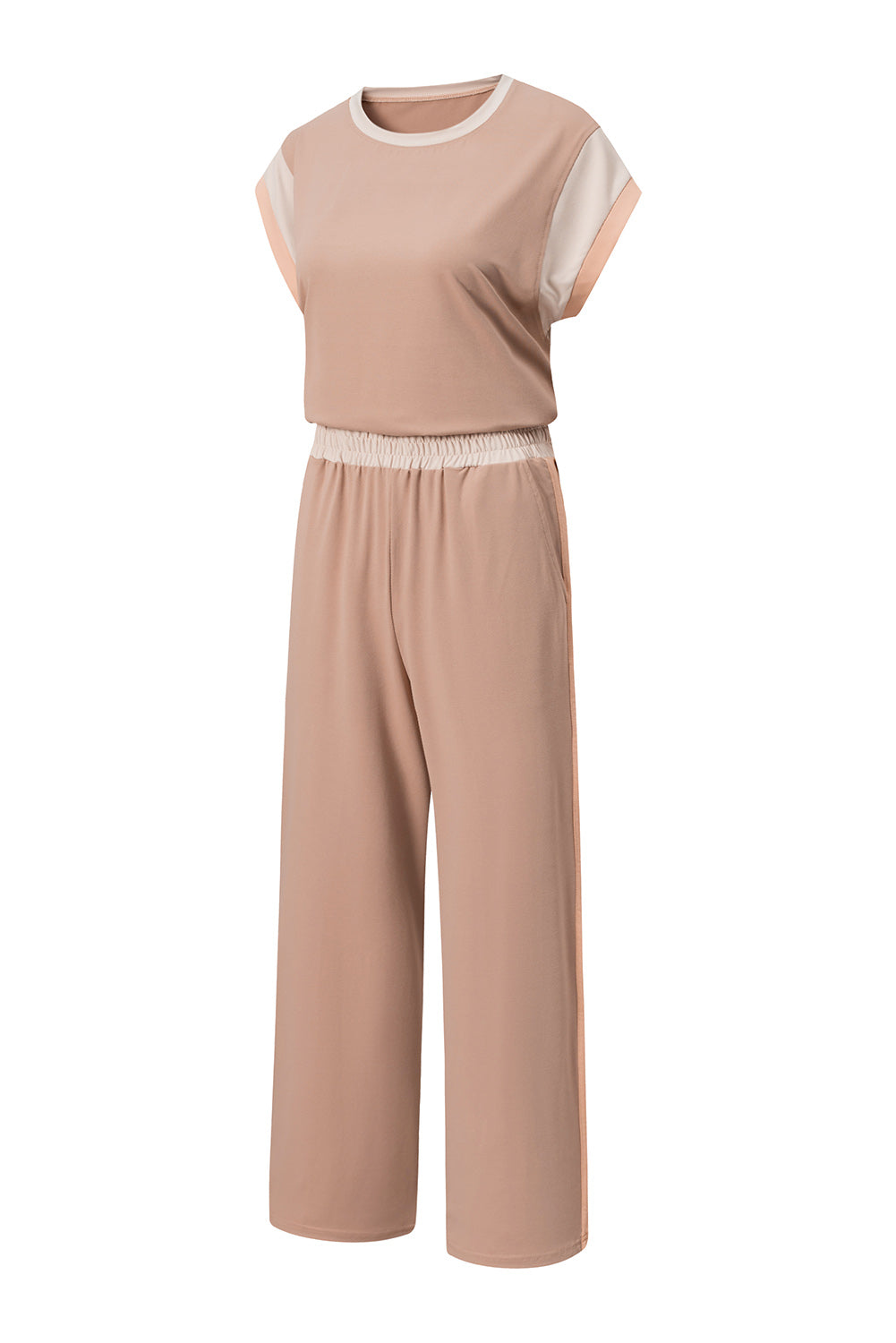 Smoke Gray Color Block Detail Casual Two-piece Set