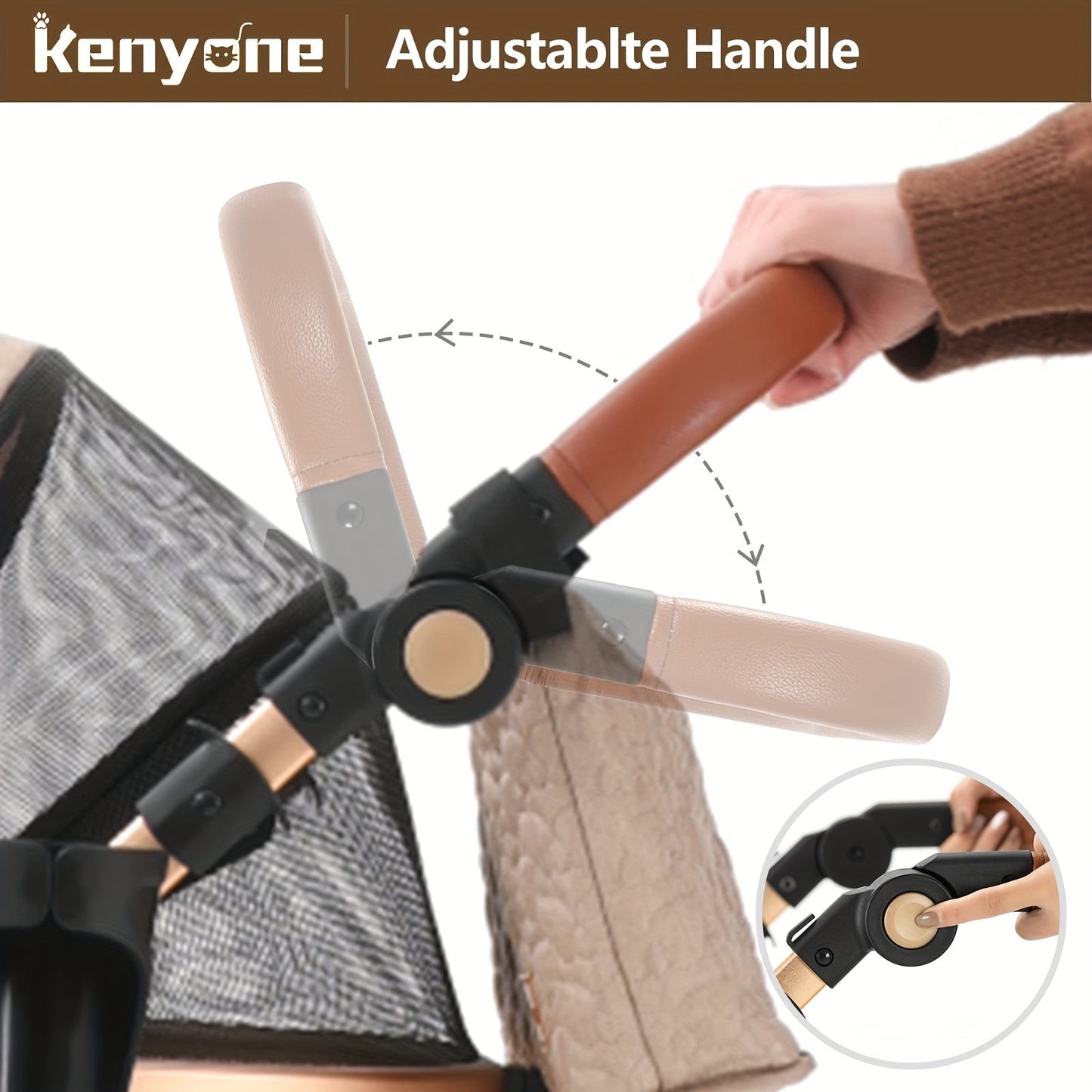 3-in-1 Kenyone Luxury Pet Stroller - Medium Small Size Dogs and Cats Carrier - Detachable Puppy Kitty Doggie Travel System with Large Space and Comfortable Ride