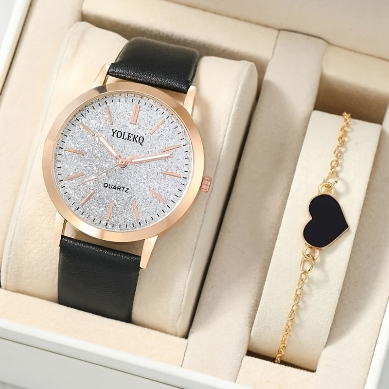 2pcs/Set Quartz Watch Fancy Women Watches Jewelry Sophisticated And Stylish Women Watch