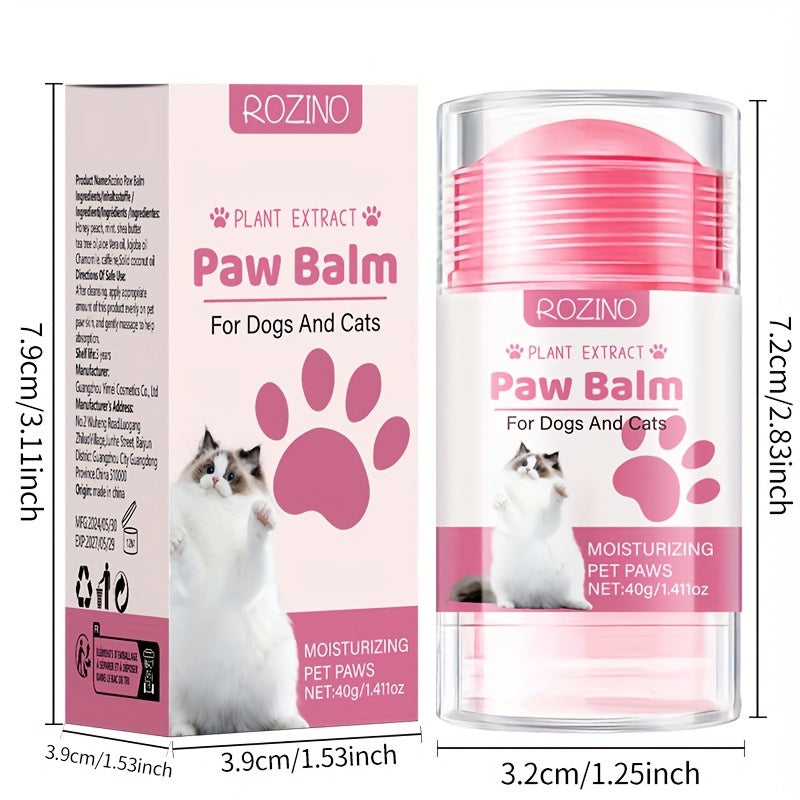 ROZINO Cat Paw Balm - 40g Natural Moisturizing & Repairing Pet Foot Care Stick, Portable, Non-Greasy Formula with Fresh Scent