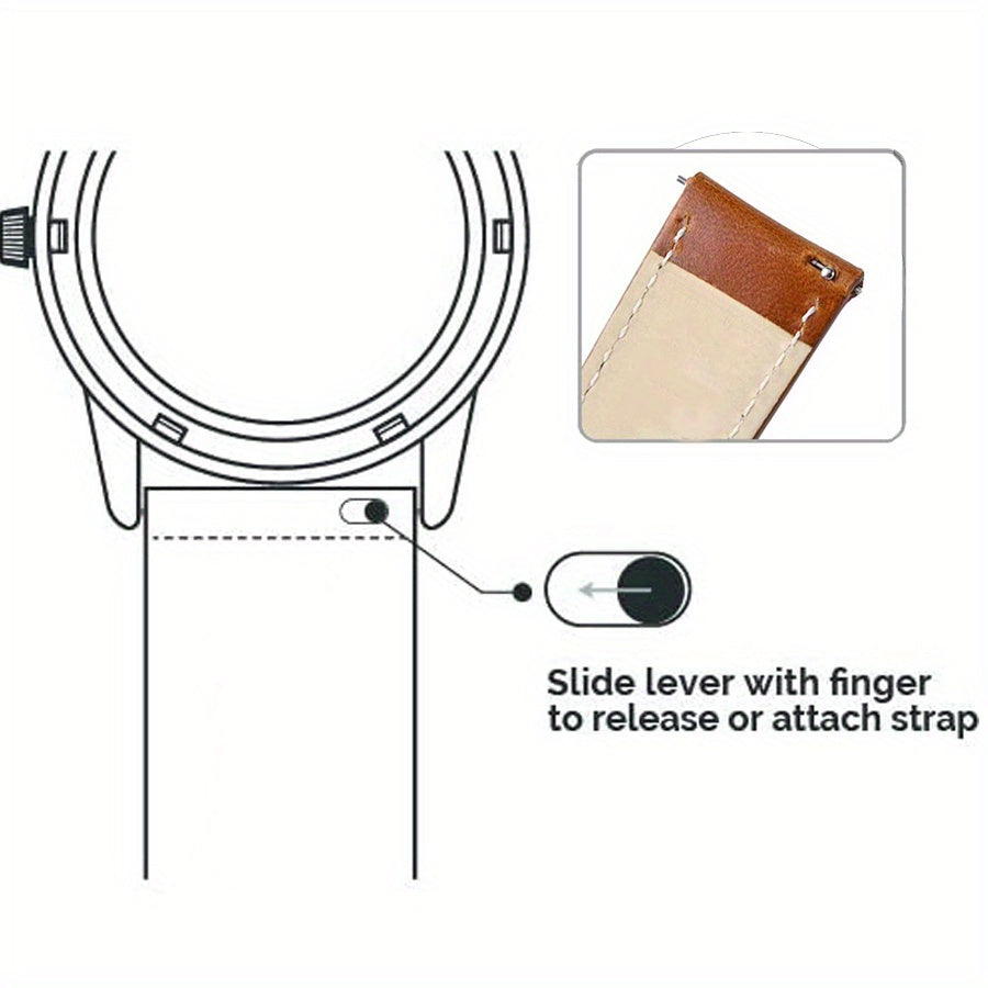 Leather Watch Band, Quick Release Strap, Retro Top Layer Cow Leather, Switch Spring Bar, 20mm, 22mm, 24mm Black Buckle, Ideal Choice For Gifts