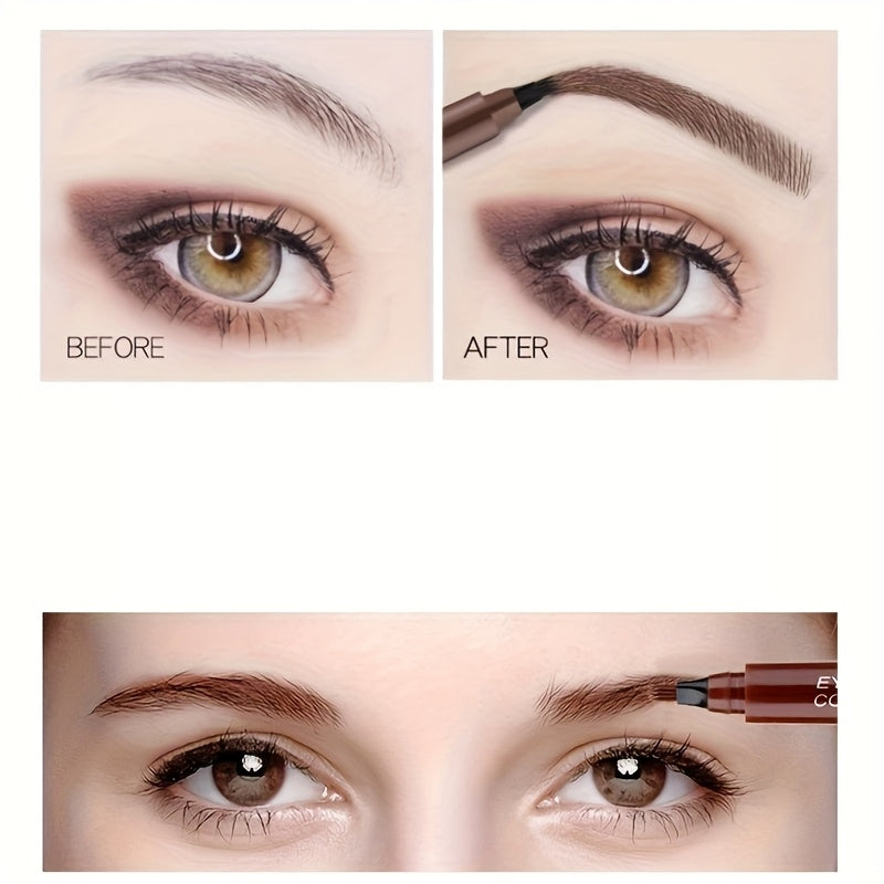 Waterproof Eyebrow Pen, Microblading Eyebrow Pencil With 4 Split Head, Natural Looking Brows Makeup ( 5 Colors )