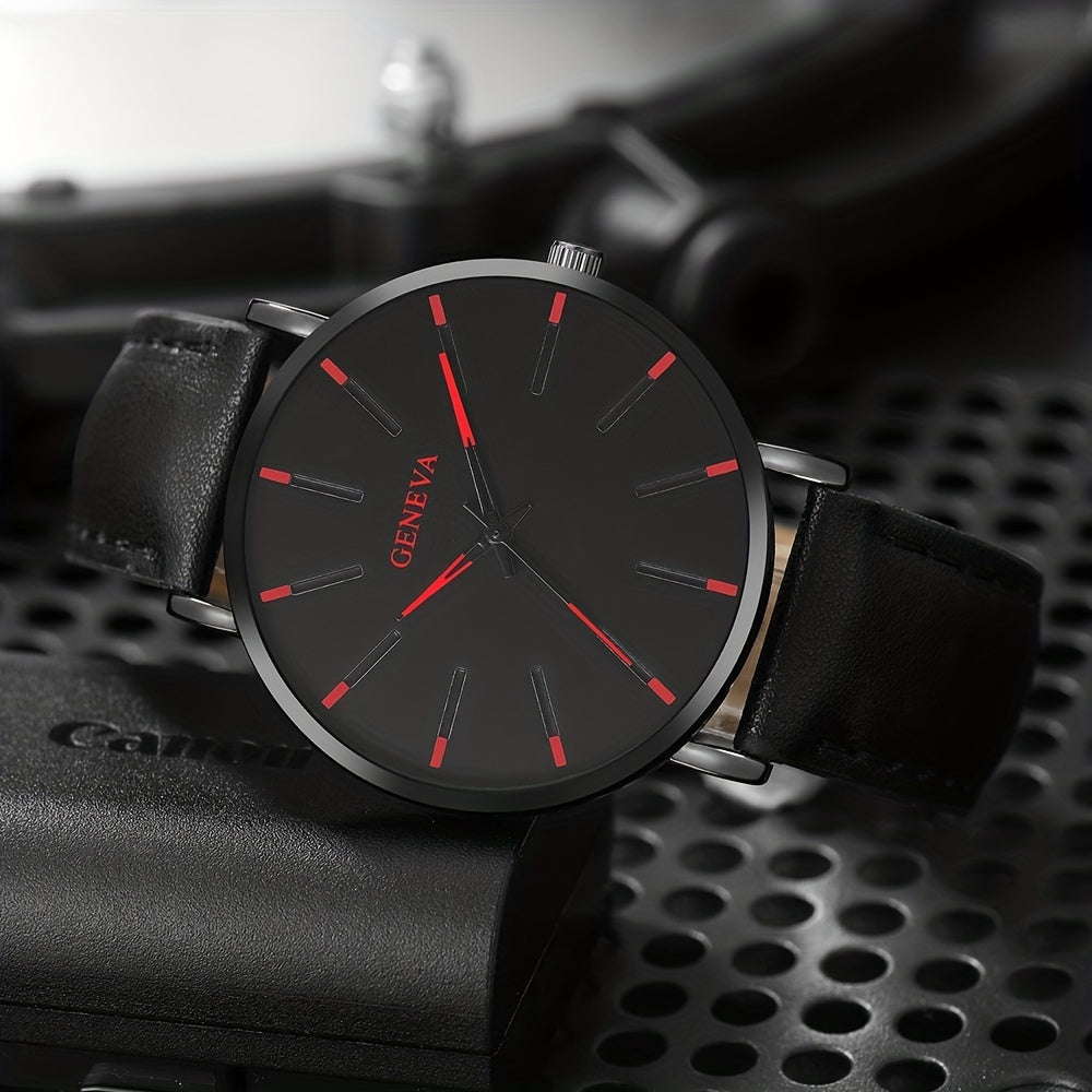 Elegant Men's Quartz Watch with Matching Bracelet and Necklace