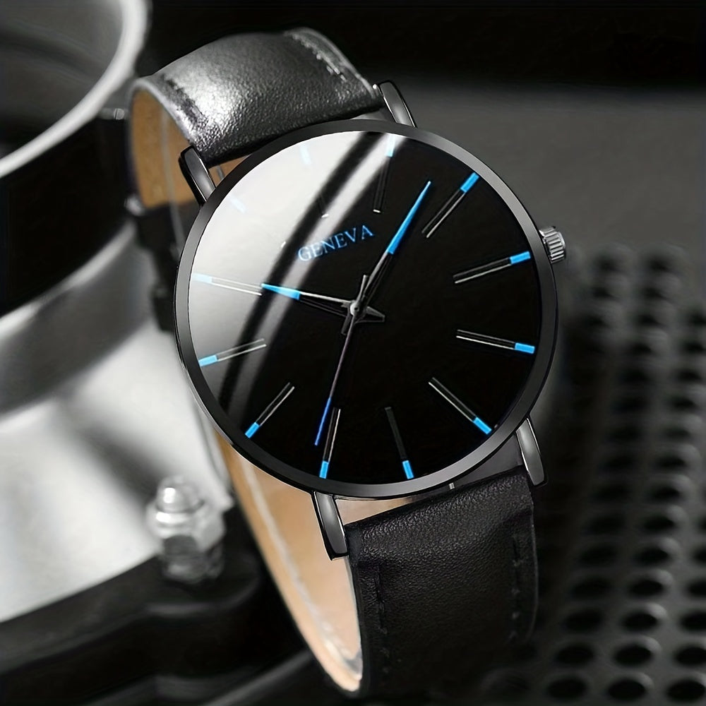 Elegant Men's Quartz Watch with Matching Bracelet and Necklace