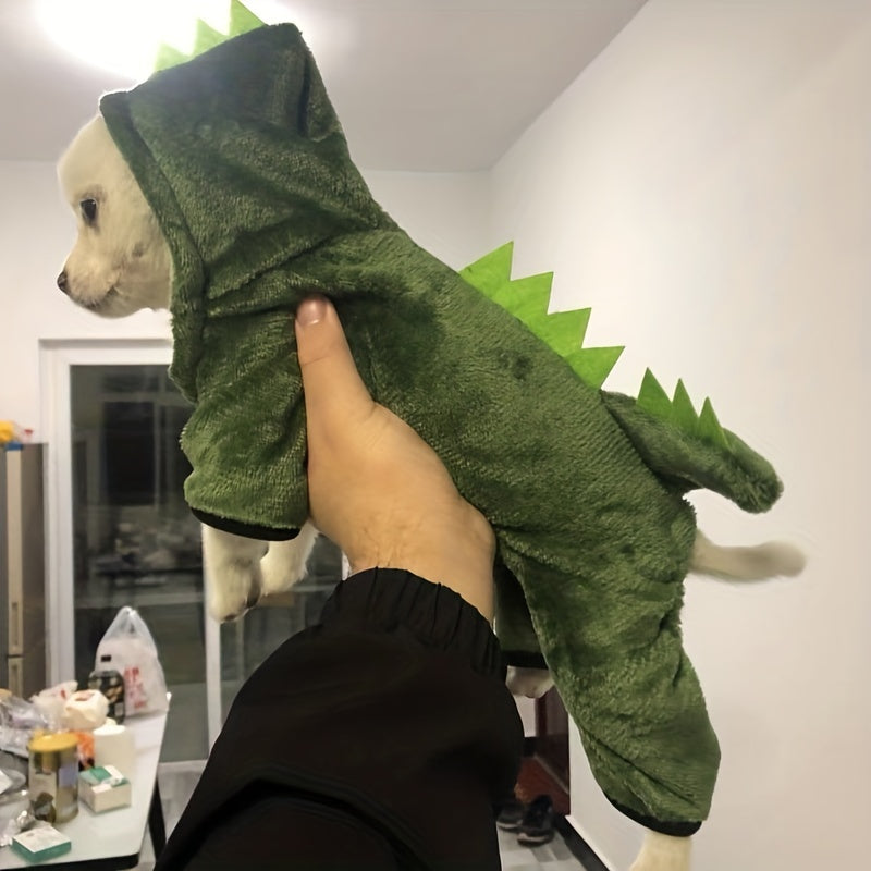 Cute & Comfy Dino Costume for Small Pets - Easy-Pullover, Knit Dinosaur Outfit for Dogs & Cats