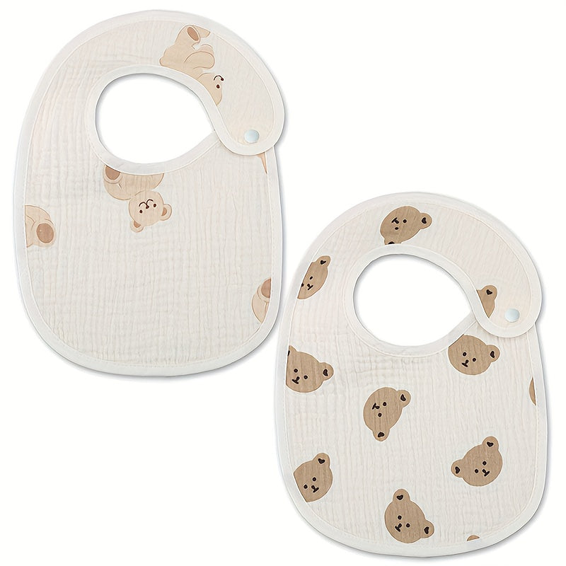 2pcs/Pack Adorable U-Shaped Soft Cotton Bibs - Gentle on Skin, Water-Friendly, Snap Closure, Perfect for Messy Eaters, Drooling, and Feeding Time - Unisex Design for Boys and Girls