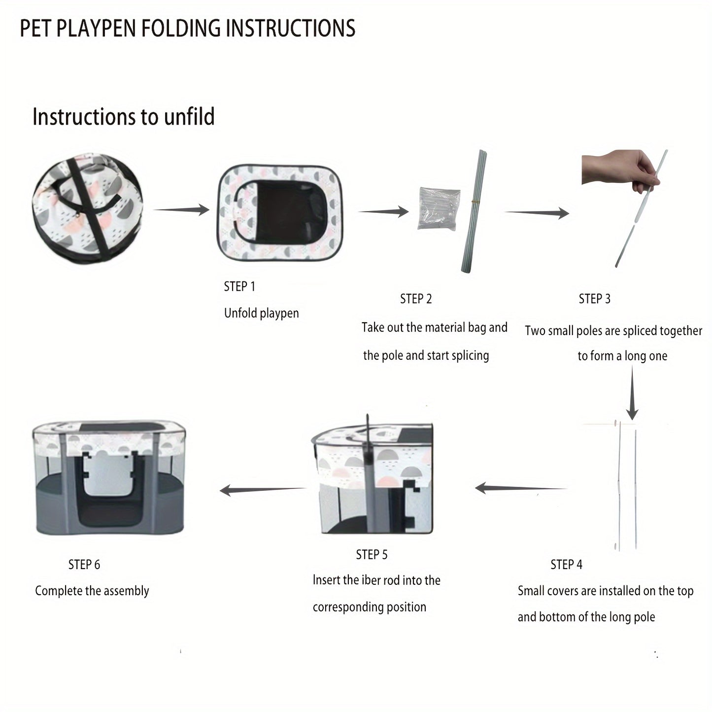 Pet Playpen For Large Dogs, Dog Playpen For Medium Large Dogs/Puppy/Cat/Rabbit/Chick Wit, Cat Playpen Puppy Kitten Playpen Portable Dog Exercise Kennel Indoor Pet Animal Playpen Dog Cat Crate For Outdoor Travel Camping, With