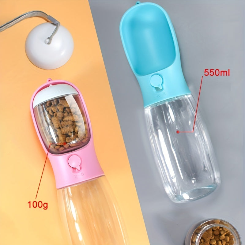 Portable Dog Water Bottle with Food Container - Large Capacity Outdoor Water Dispenser for Dogs, Puppies, and Cats - Perfect for Walking, Hiking, and Travel - Keep Your Pet Hydrated and Nourished on the Go