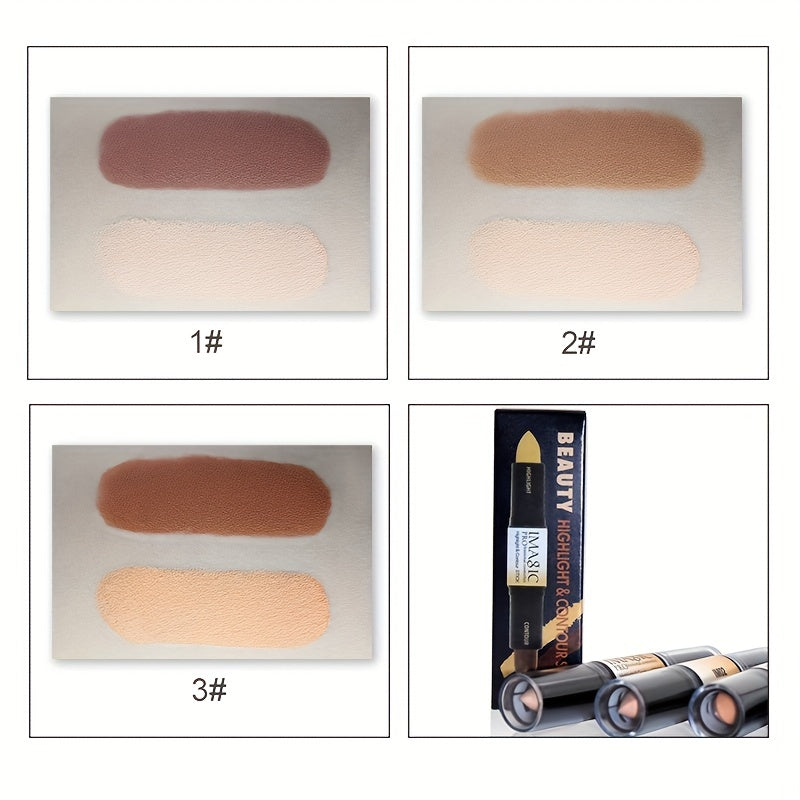 IMAN OF MAGIC Dual-Ended Concealer & Contour Stick - Waterproof, Natural Finish for All Skin Tones | Highlights & Conceals Blemishes, Dark Circles, Shadows Nose & Cheeks | Versatile Makeup Stick with Pink & Brown Shades