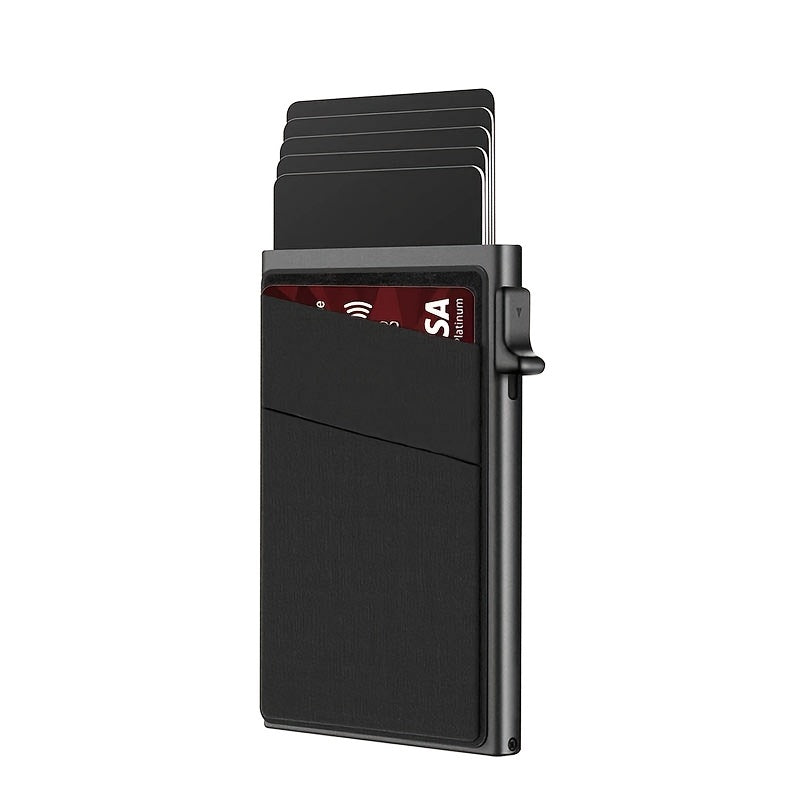 RFID-Secure Aluminum Credit Card Holder - Pop-Up Access, Slim & Lightweight - Perfect Gift for Men