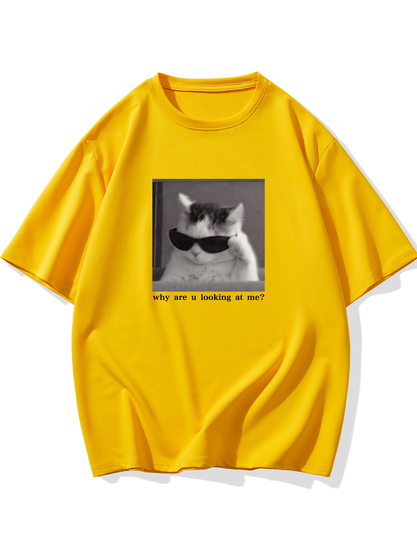 Cool Cat Graphic T-shirt, Men's Casual Multicolor Loose Short Sleeve Shirt