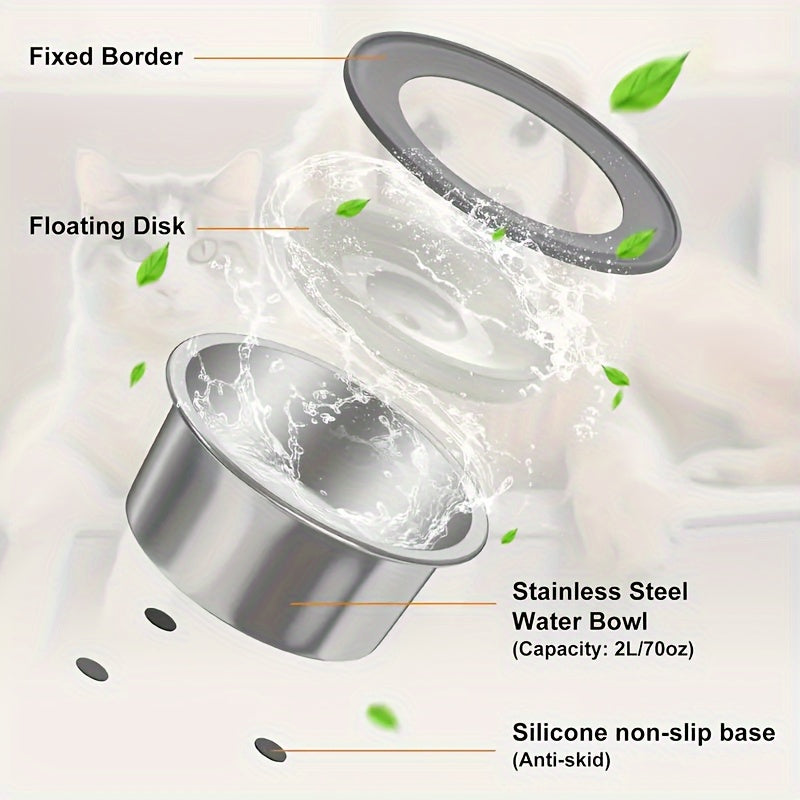 Stainless Steel Dog Water Bowl with Floating Disk Design, Anti-Spill Non-Wet Mouth Pet Drinking Bowl, Slow Feeder Water Dispenser for Dogs, Portable for Vehicle/Outdoor/Indoor Use