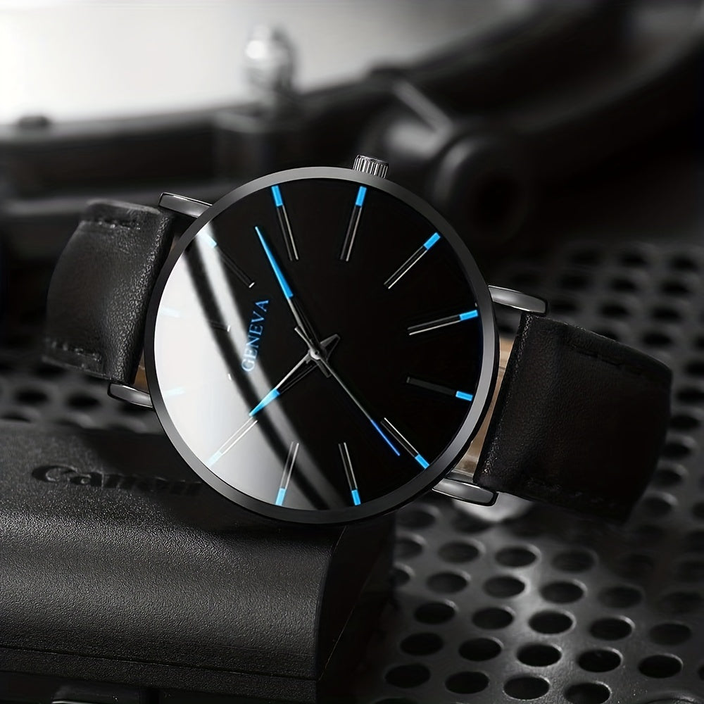Elegant Men's Quartz Watch with Matching Bracelet and Necklace
