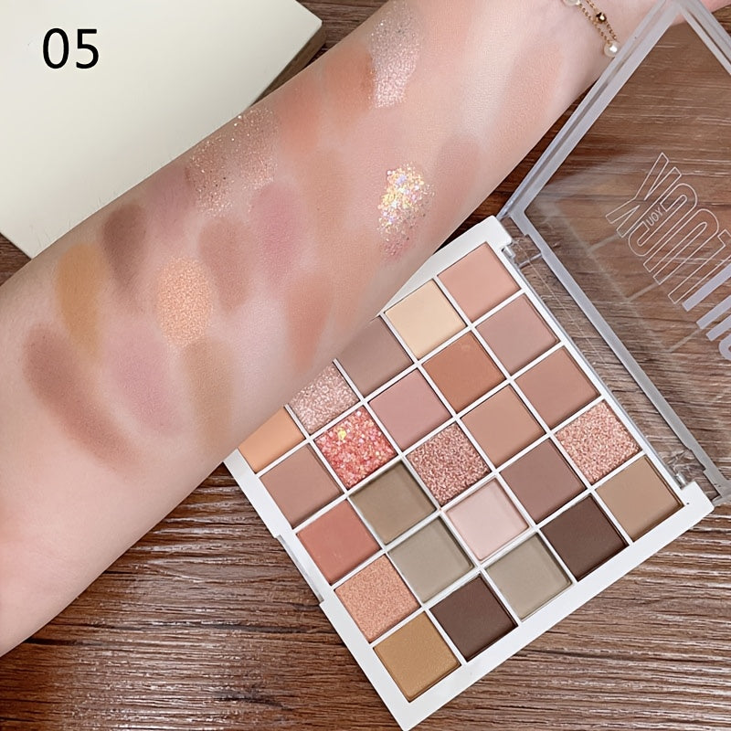 25 Colors Makeup Earth Color Beauty Eyeshadow Glitter Eyeshadow, Easy To Apply Long Lasting Makeup Waterproof Sweat Proof Eyeshadow Make Up Gift Set For Music Festival