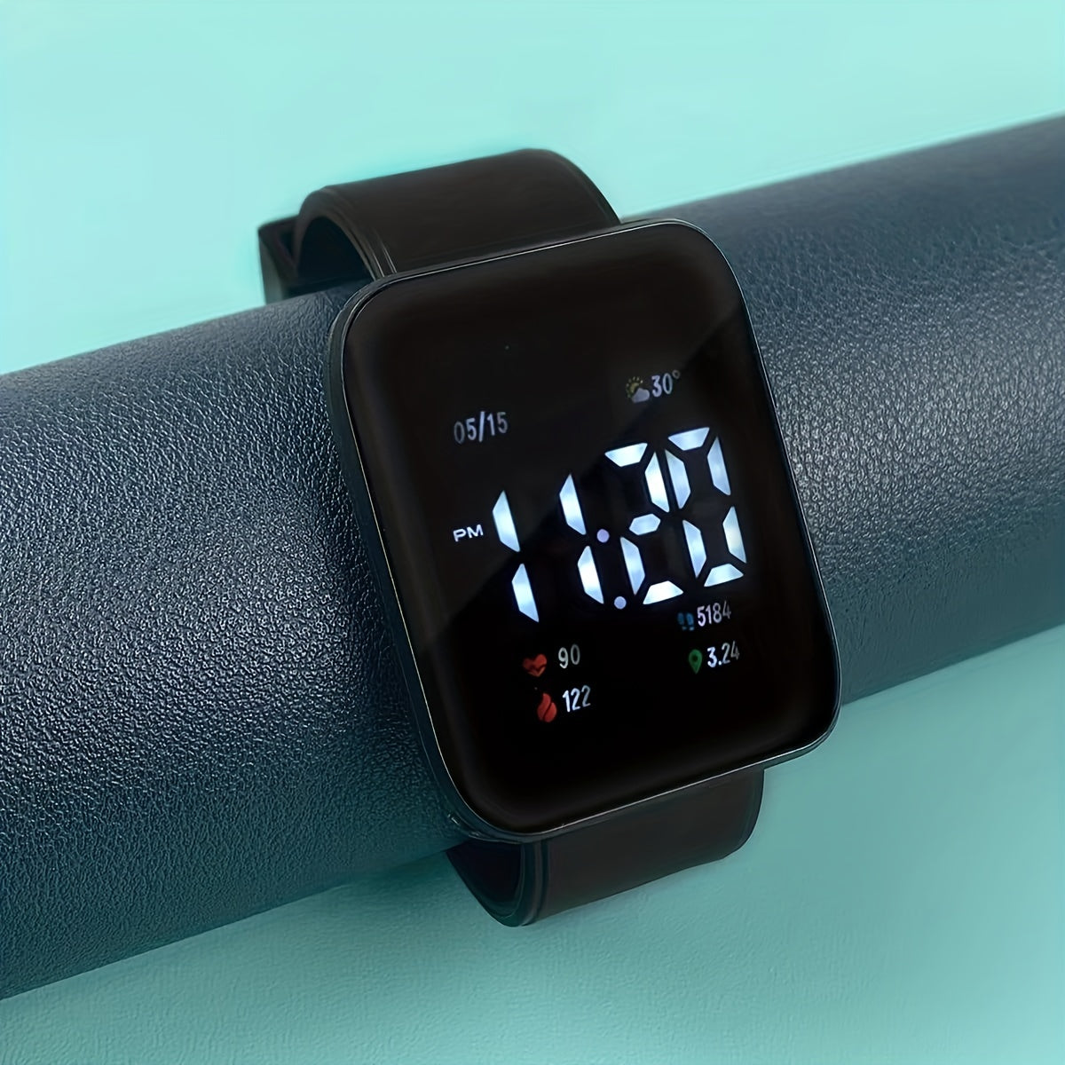 Stylish LED Square Curved Waterproof Watch