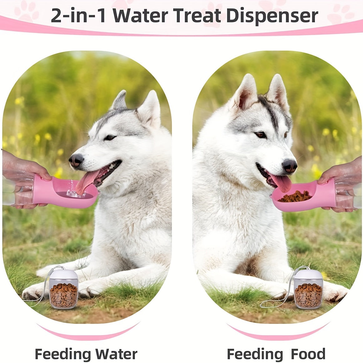 Portable Dog Water Bottle with Food Container - Large Capacity Outdoor Water Dispenser for Dogs, Puppies, and Cats - Perfect for Walking, Hiking, and Travel - Keep Your Pet Hydrated and Nourished on the Go