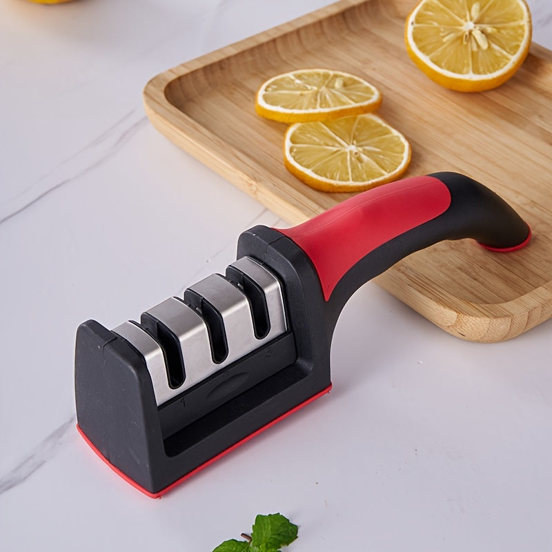 Sharp and Easy: 1pc Multifunctional Four-Stage Kitchen Knife Sharpener - Stainless Steel Kitchen Gadget