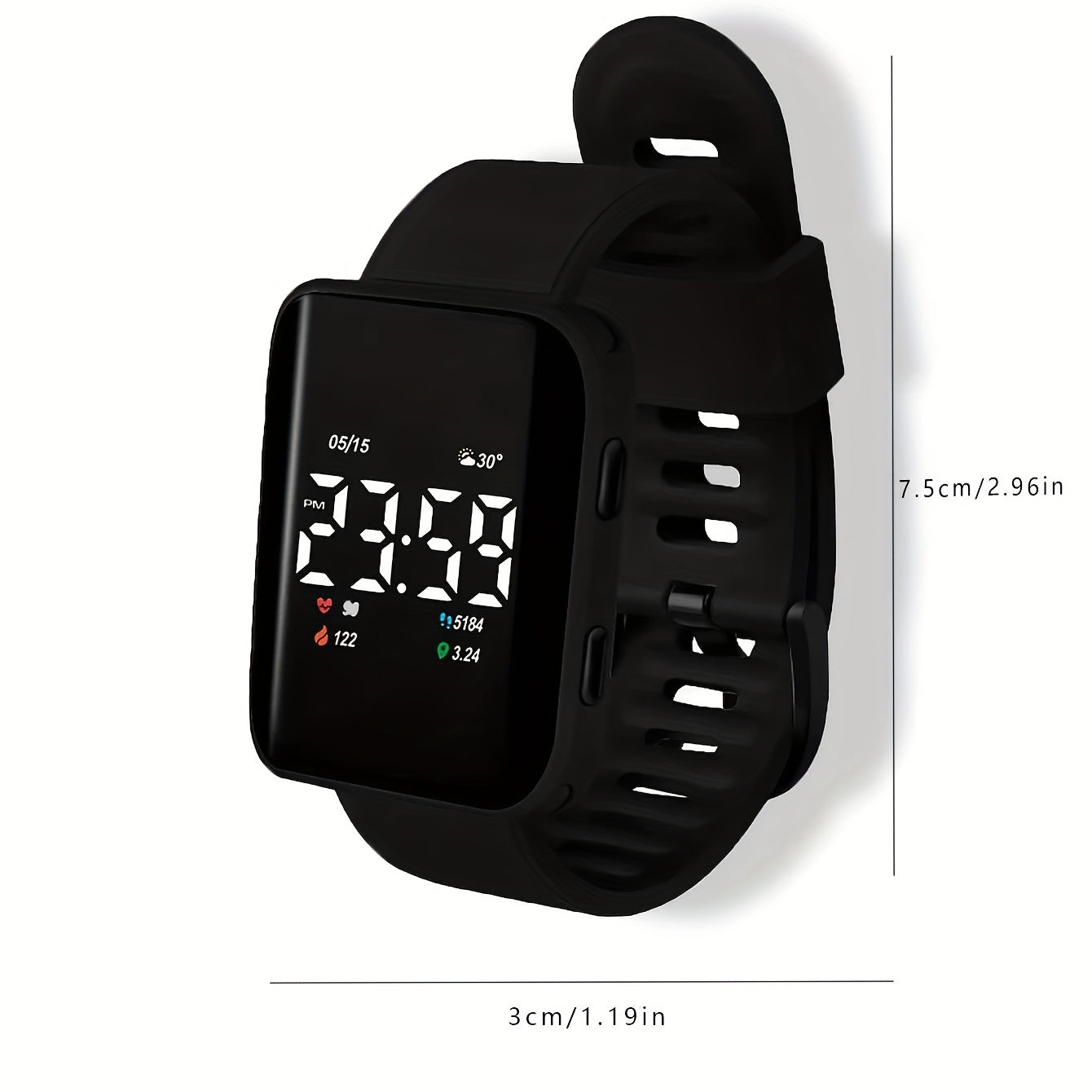 Stylish LED Square Curved Waterproof Watch