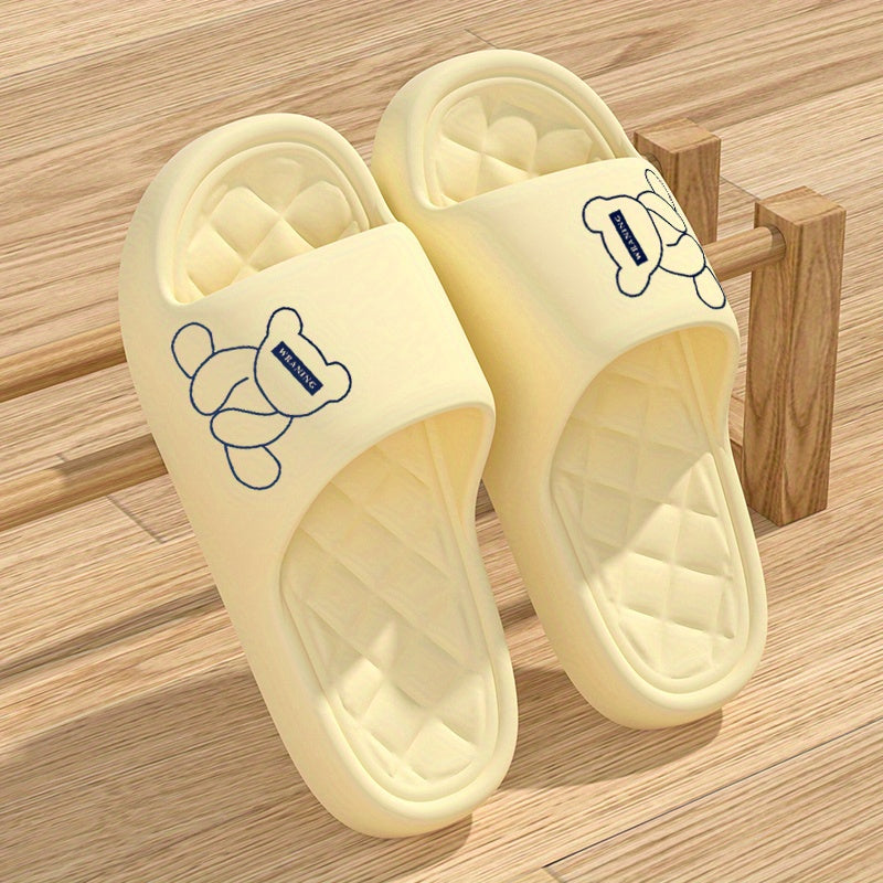 Adorable Cartoon Bear Women's Home Indoor Lightweight Anti-slip EVA Slippers, Fashionable Casual Beach Sandals
